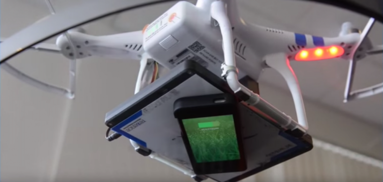 Drone flying under wireless power